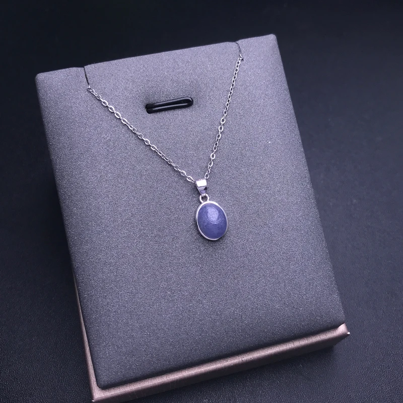Natural Tanzanite Pendant Sterling 925 Silver Gemstone 7*9mm Necklace for Women Lady Wedding Party Trendy Jewelry Gift