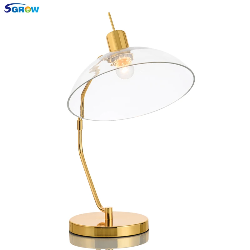 

SGROW Fashion Iron Glass Shade Table Lamp for Living Room Bedroom Study Room Designer Model Room Lampada Led Lights