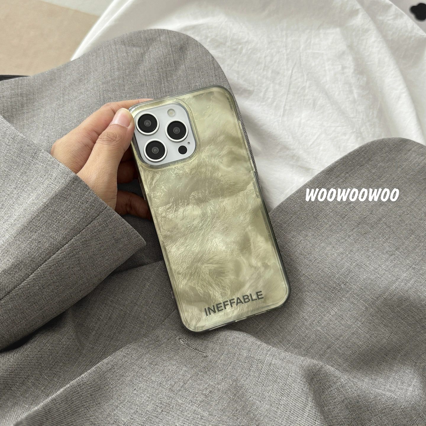 Korean INS Cool Black Silvery Glacier Word Hard Phone Case For iPhone 16 15 14 13 Pro Max Armor Shockproof Back Cover