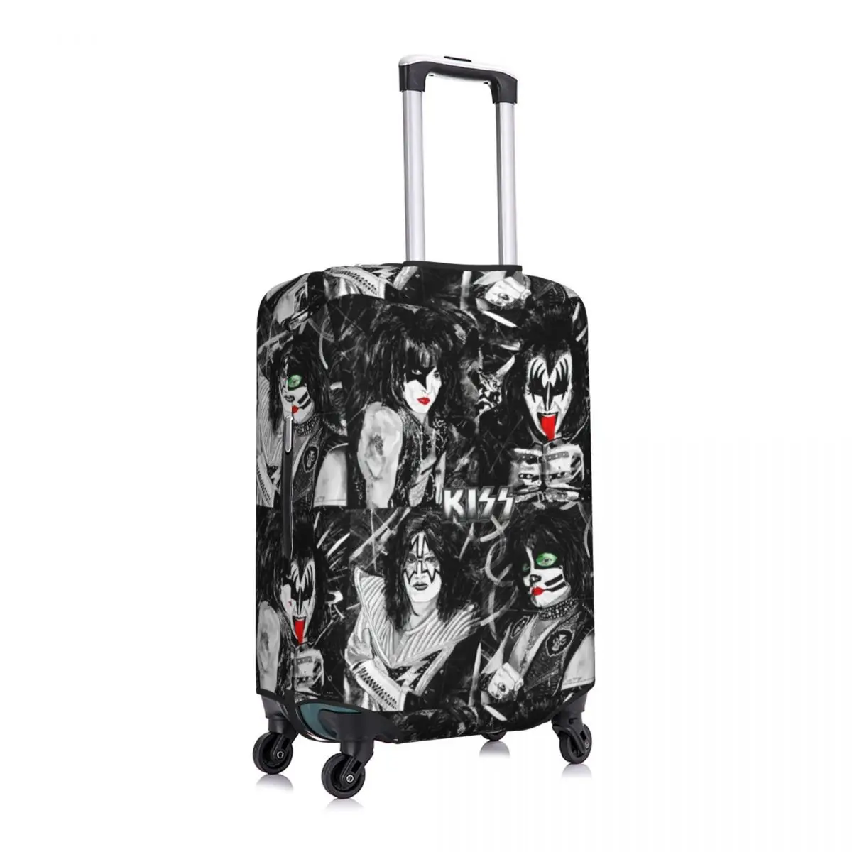 Kiss Band Print Suitcase Cover Colour Splash with Logo Elastic Business Protector Luggage Accesories Vacation 3