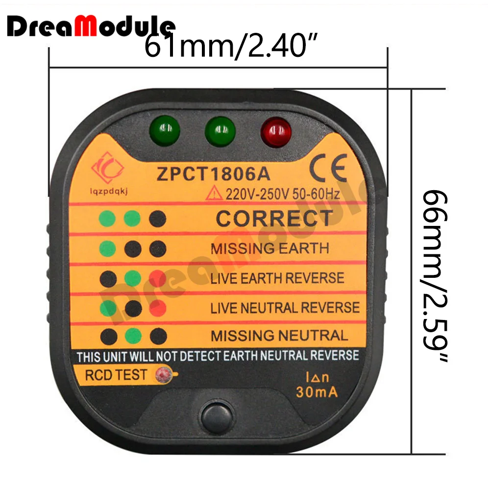 Socket Tester Detector Circuit Polarity Voltage Plug Circuit Breaker Grounding Zero Wire Switch Current Detector Electroscope 5