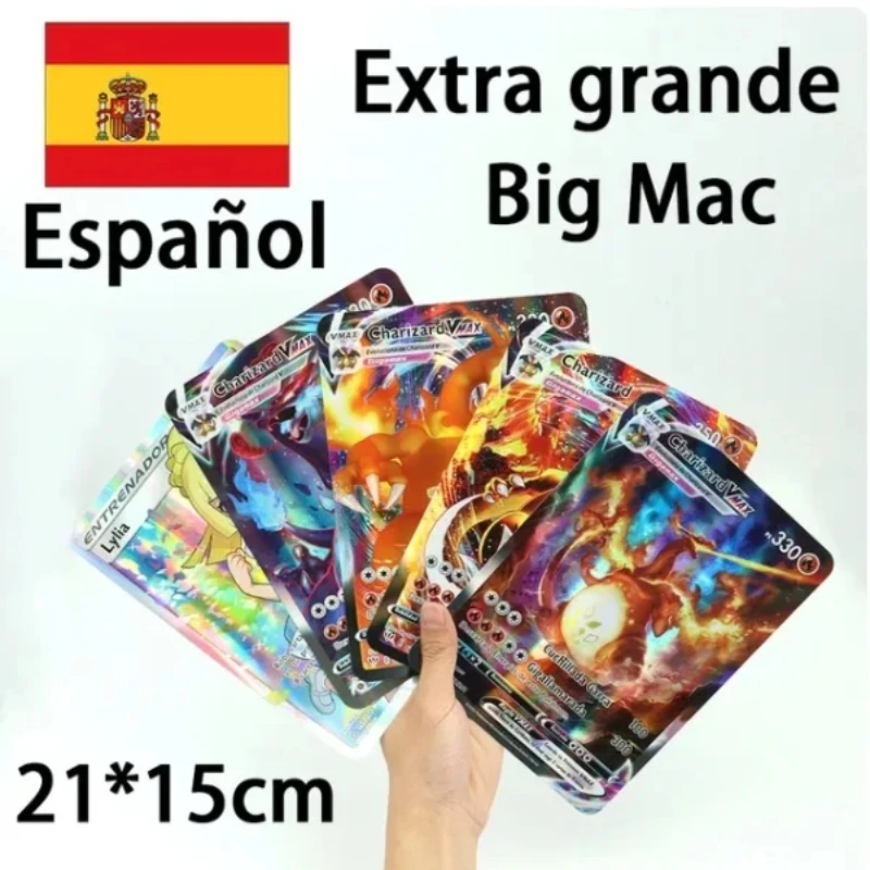 

21*15cm Spanish Oversized Pokemon Cards 30Pcs Jumbo Letters Cards Vmax Vstar GX Arceus Pikachu Charizard Shiny Rare Card Gifts