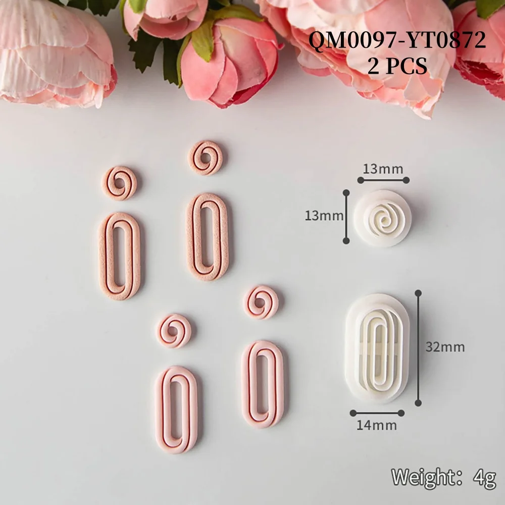 Kreative geometrische verspiegelte Polymer-Ton-Ausstecher, Liniendesign, baumelnde Ton-Ohrringe, Schmuck, Anhänger, Stanzform, Keramik, Tonwerkzeuge – Detail 10
