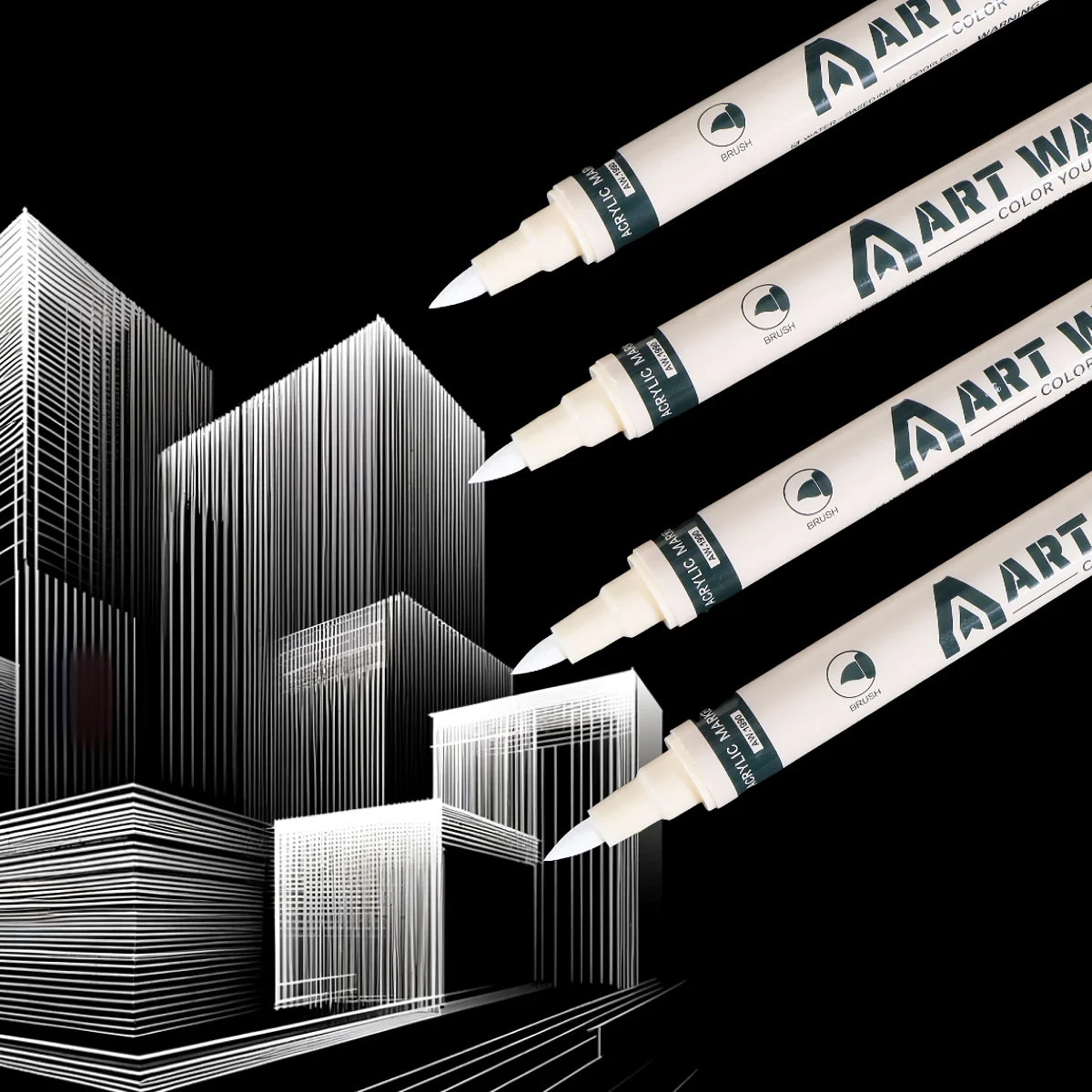 12pcs White Art Brush Acrylic White Paint Marker Pens, Medium Tip, Suitable For Rock Painting, Stone, Glass, Wood, Ceramics 3