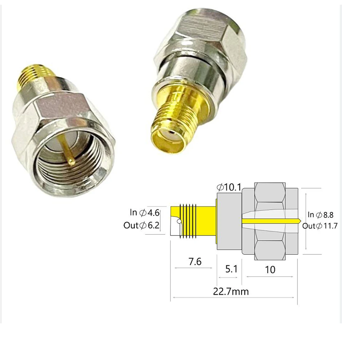 

1pc Brand New SMA-F Adapter F Male Switch SMA Female Straight Connector Wholesale More Favorable