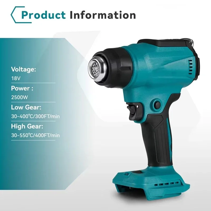 Cordless Hot Air Tool for 18V 20V BL1830 Battery 350W Rated 990&deg;F Hot Air Tool Kit With LED Display
