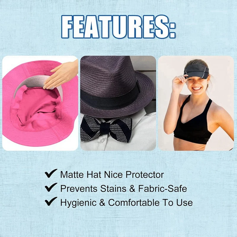 100 Pcs Hat Sweat Liner Golf Absorbent Sweat Pad Odor Soft Hat Sweat Protector Disposable Hard Hat Sweatband 5