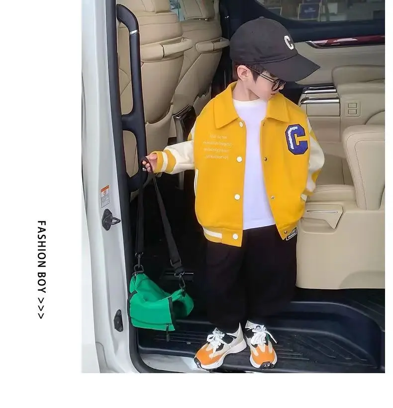 

Boys Baseball Suit Coat Spring And Autumn 2023 New Baby Children's Clothes Boys Jacket Clothes Cardigan Top Sports Clothes