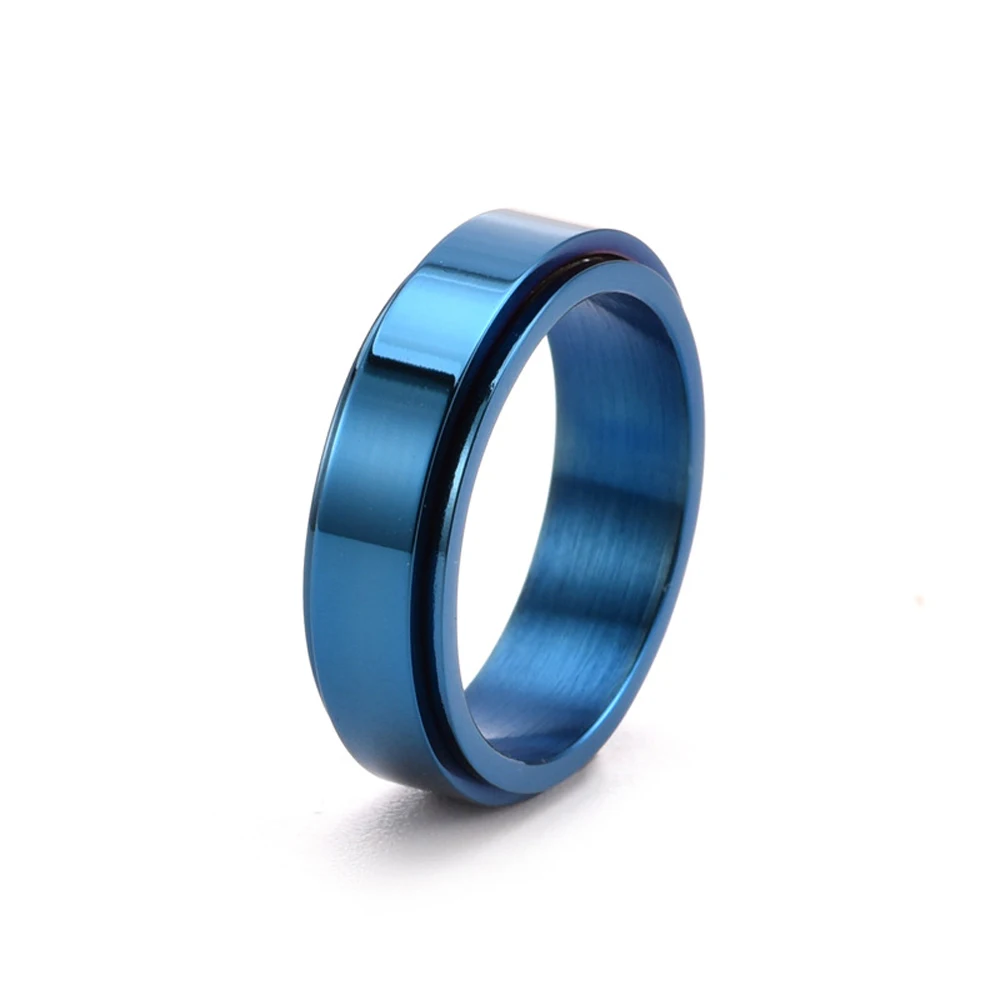 Couple's Rotatable Stainless Steel Ring Smooth Minimalist Matching Band Engravable Gold Color Jewelry Gift Wedding Anniversary stainless steel ring