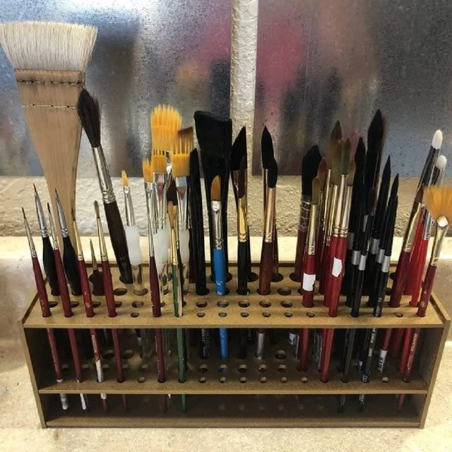 Paintbrush Holder Stand 67 Paint Brushes Desk Organizer Holding Rack Pens  Colored Pencils Markers Support Wall Mounted Wooden - Storage Holders &  Racks - AliExpress