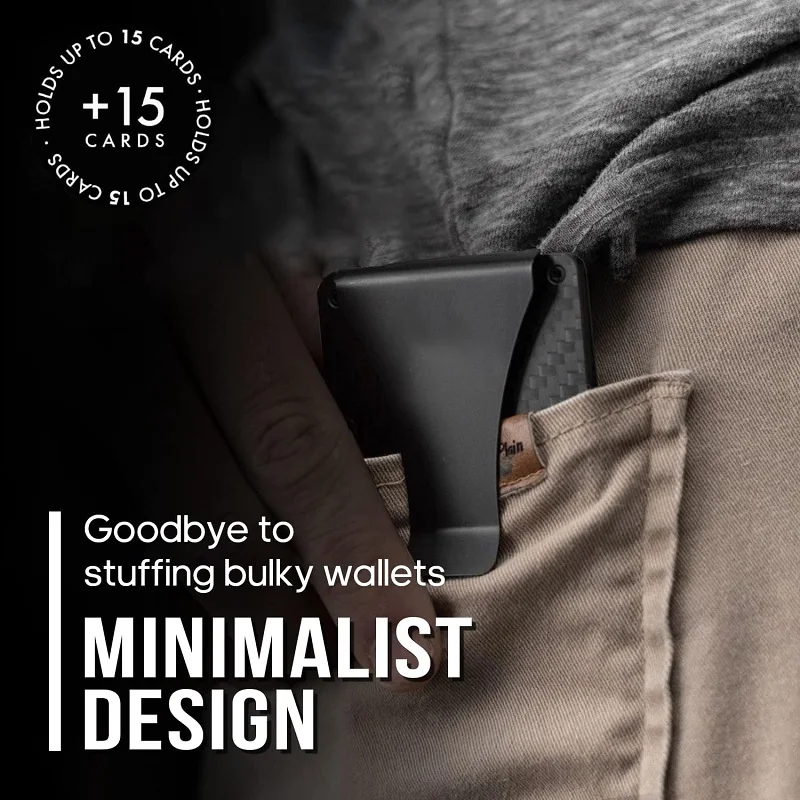 Rfid 탄소 섬유 금속 카드 홀더 지갑 남성 슬림 얇은 미니 지갑 남성 돈 가방 남성용 작은 미니멀리스트 남성 지갑 Walet
