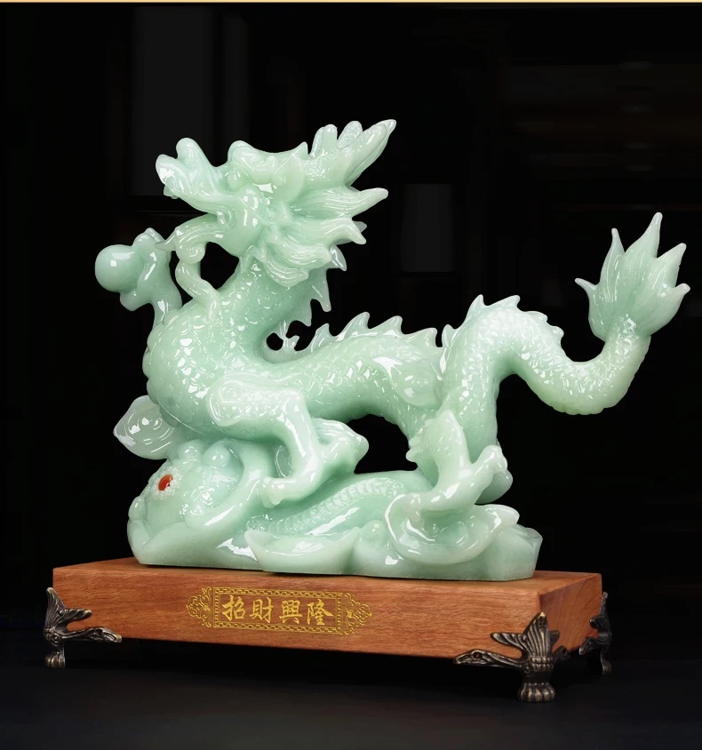Lucky Feng Shui Dragon Ornaments Jade Stone Crafts Auspicious Desktop Decorations for Office Home Living Room 9