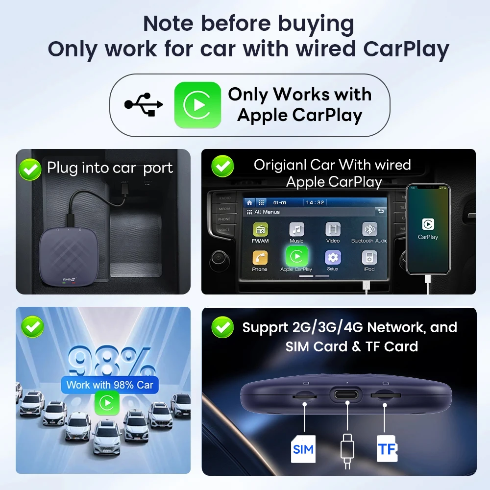 Carlinkit CarPlay Ai TV Box Plus Android13 8 + 128GB QCM 8 