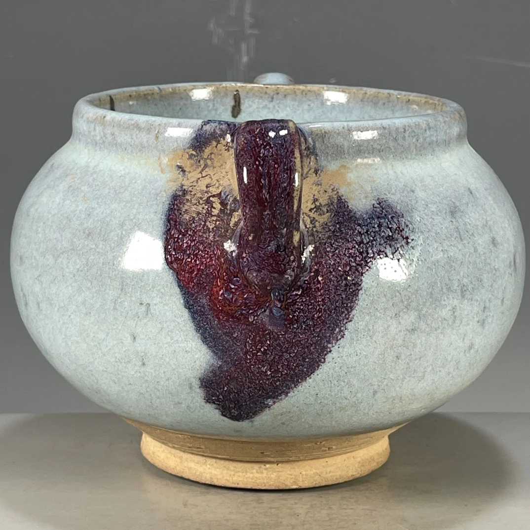 

Глазурованная Красная Ваза с двумя ушками для фарфоровой печи, украшение для цветочной вазы, фарфоровая коллекция в китайском стиле