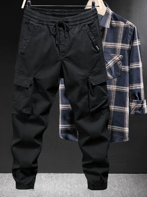 Loose Casual Workwear Pants for Men Spring Autumn Multi kets Dstring Slimming Large Size Trendy Brand Leisure Long Trou... - 2