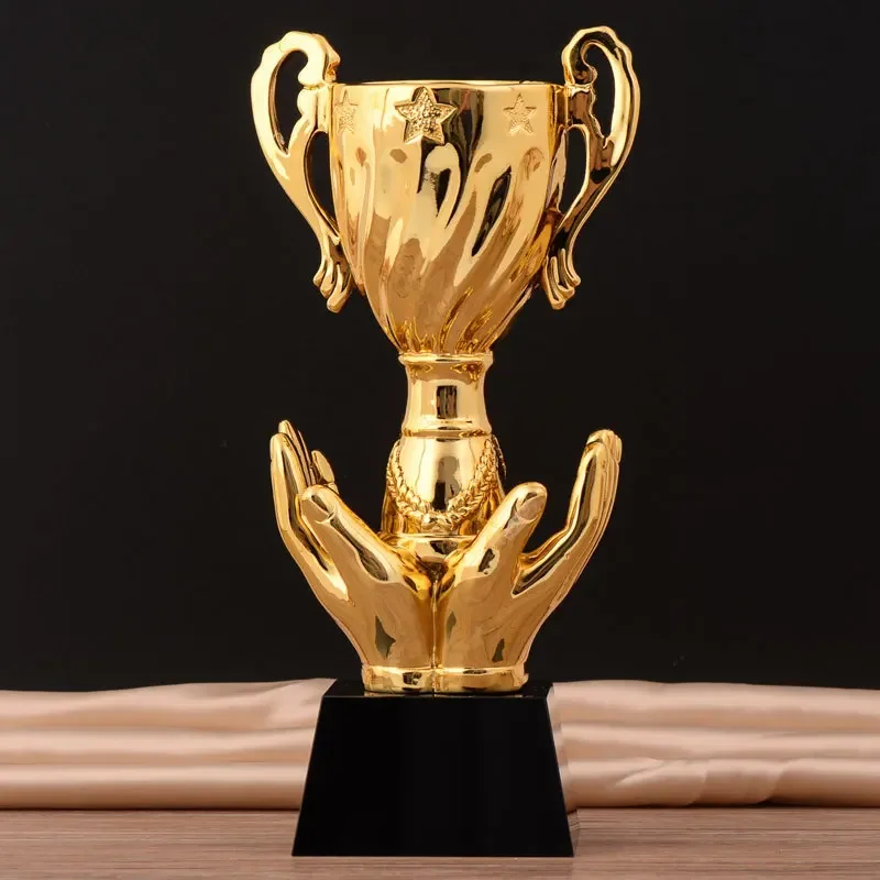 Customized Fishing Resin Trophy Award, Gold Cup, Crystal Base, Champion Sports Souvenir, Educational Props, Competition Toy, 1Pc