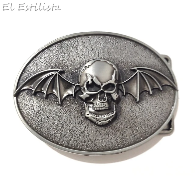 Heavy Metal Metallic Grey Skull Buckle Belt