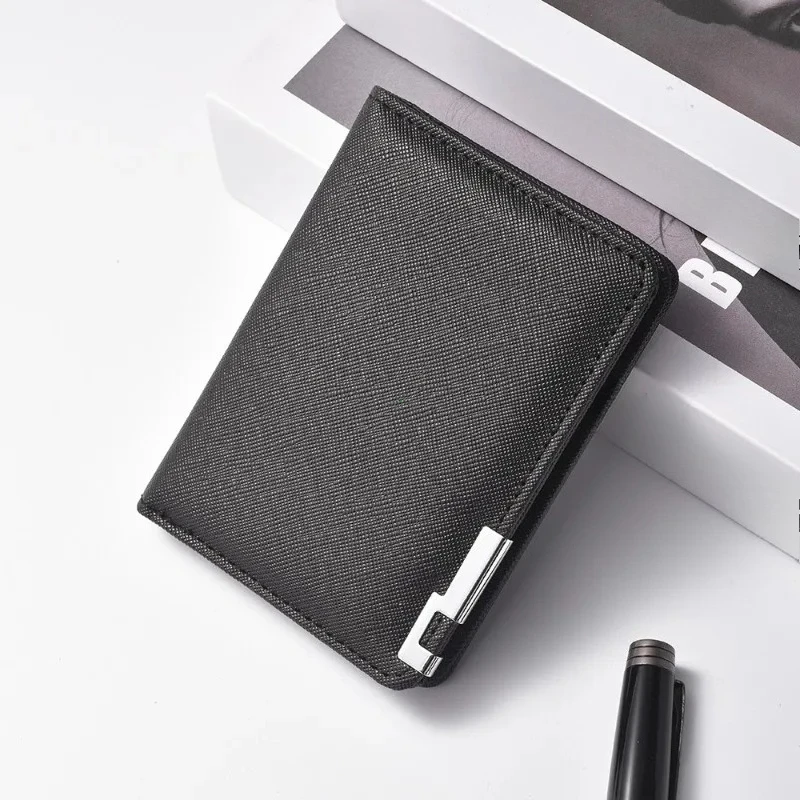 Sleek Geometric Black Faux Leather Wallet with Multiple Card Slots