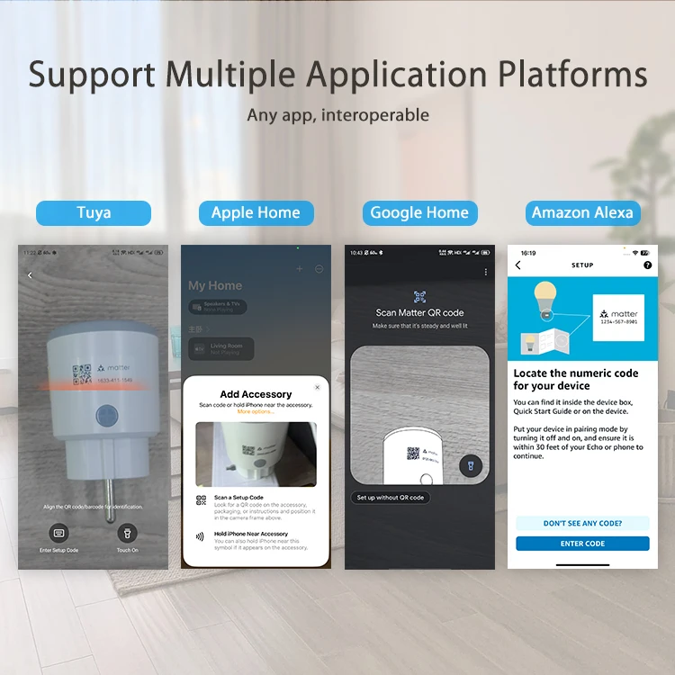 Matter Smart Plug with 16A Power Monitoring and WiFi Support for Homekit Alexa G