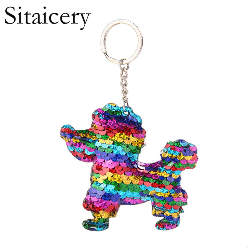 Sitaicery брелок для ключей в виде собаки, брелок со светоотражающим помпоном, Маленькая подвеска на сумку, Оригинальные рождественские подарки