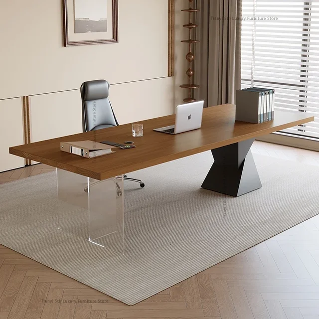 Acrylic Luxury Office Desks High-end Boss Solid Wood Designers Office Desks Simple Modern Office Furniture مكاتب كمبيوتر FYOD