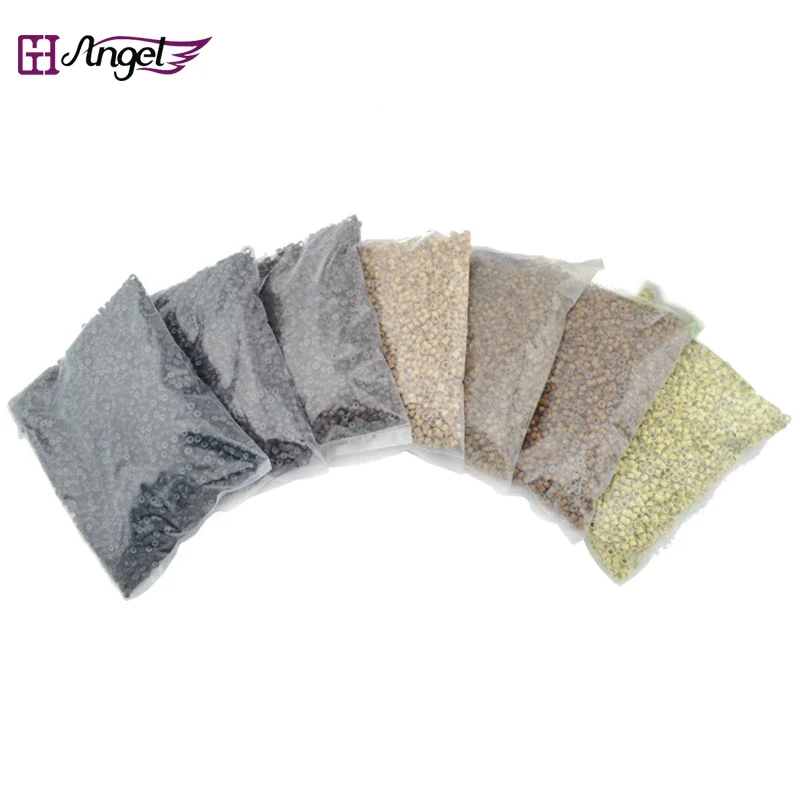 Angels 5000pcs/bag  5.0*3.0*3.0mm Silicone Rings Microlinks Hair Beads for Dreadlock Feather Hair Extensions Tools Accessories
