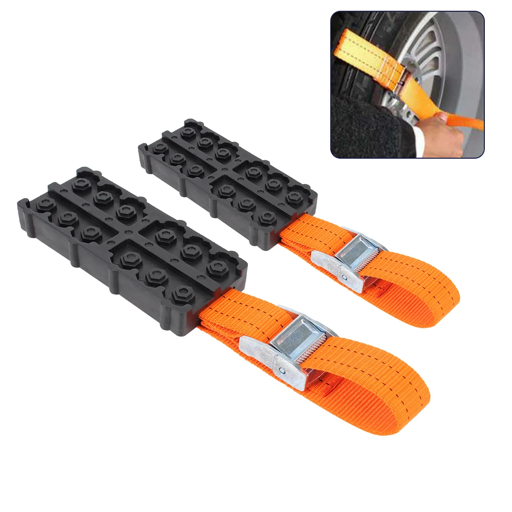 Car Tire Traction Blocks Emergency Snow Mud Sand Tire Chain Straps For Snow Mud Ice Durable PU Anti-Skid