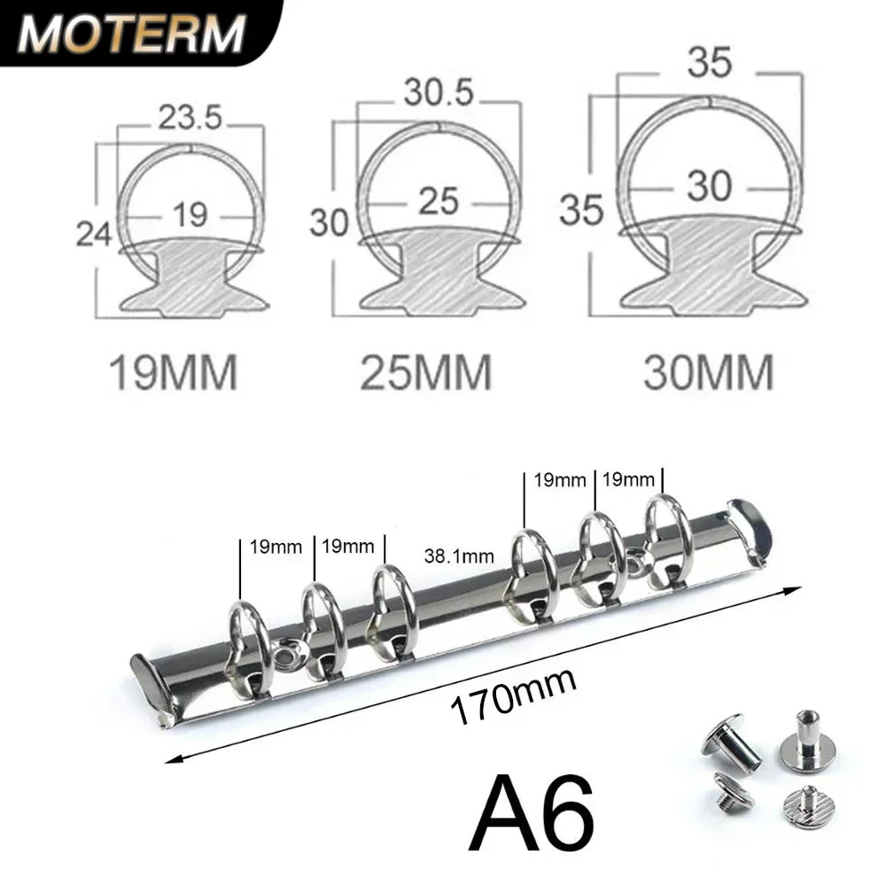 Moterm A6 크기 금속 나선형 반지 바인더 클립 일기 노트북 바인더 클립 파일 폴더에 대 한 2 쌍의 나사