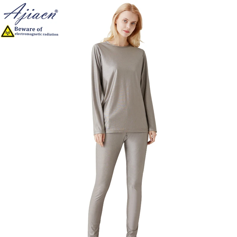 Genuine anti-radiation 100% silver fiber knitted fabric women's long underwear Electromagnetic radiation shielding underwear
