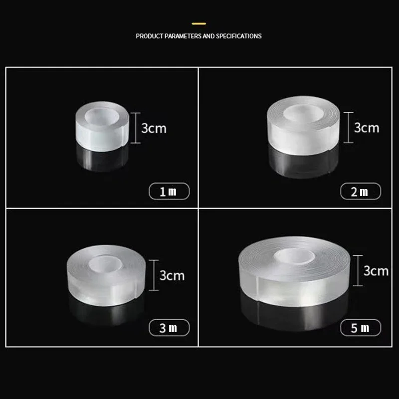 Double Sided Tape Double Sided Adhesive Tape Strong Transparent Nano Double Sided Sticky Tape Waterproof Reusable Wall Stickers Super Strong