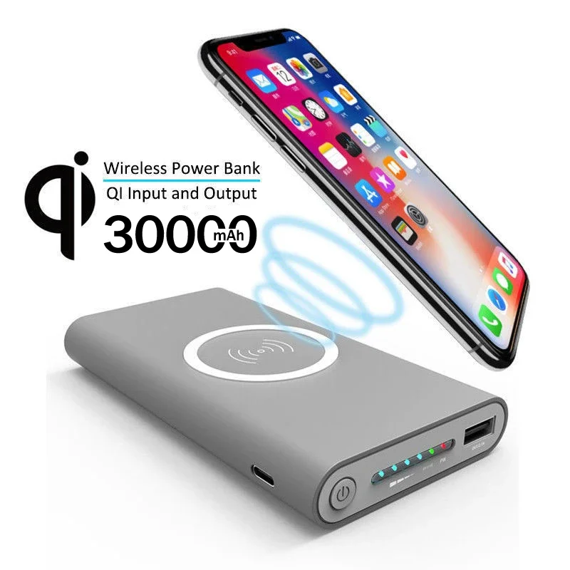 New 200000mAh Power Bank Two-Way Wireless Fast Charging Powerbank Portable Charger Type-C External Battery For iPhone Samsung