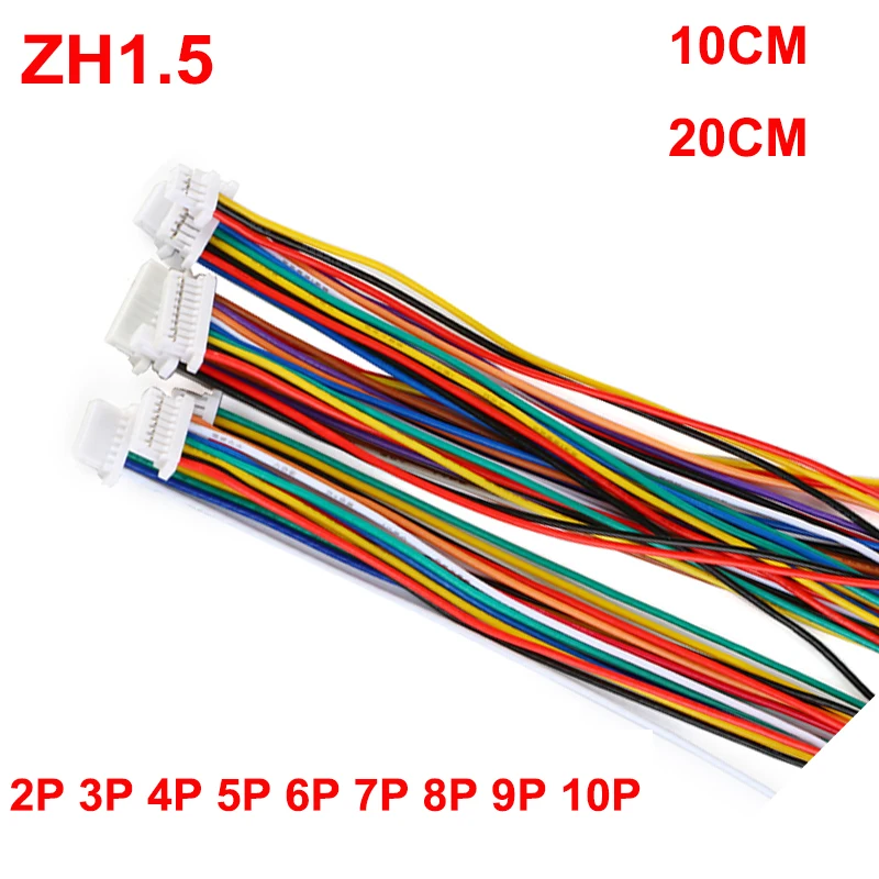 

Одноконнекторный соединитель ZH1.5 2/3/4/5/6/7/8/9/10 Pin ZH1.5 мм 28AWG длиной 10 см/20 см, кабели, соединительная Клеммная вилка, 10 шт.