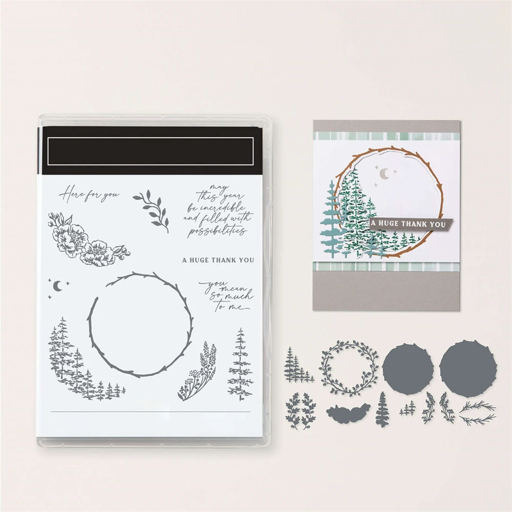 Metal Cutting Dies/Clear Stamp Encircled In Nature DIY Crafts Card Album Making Scrapbooking Stencil New
