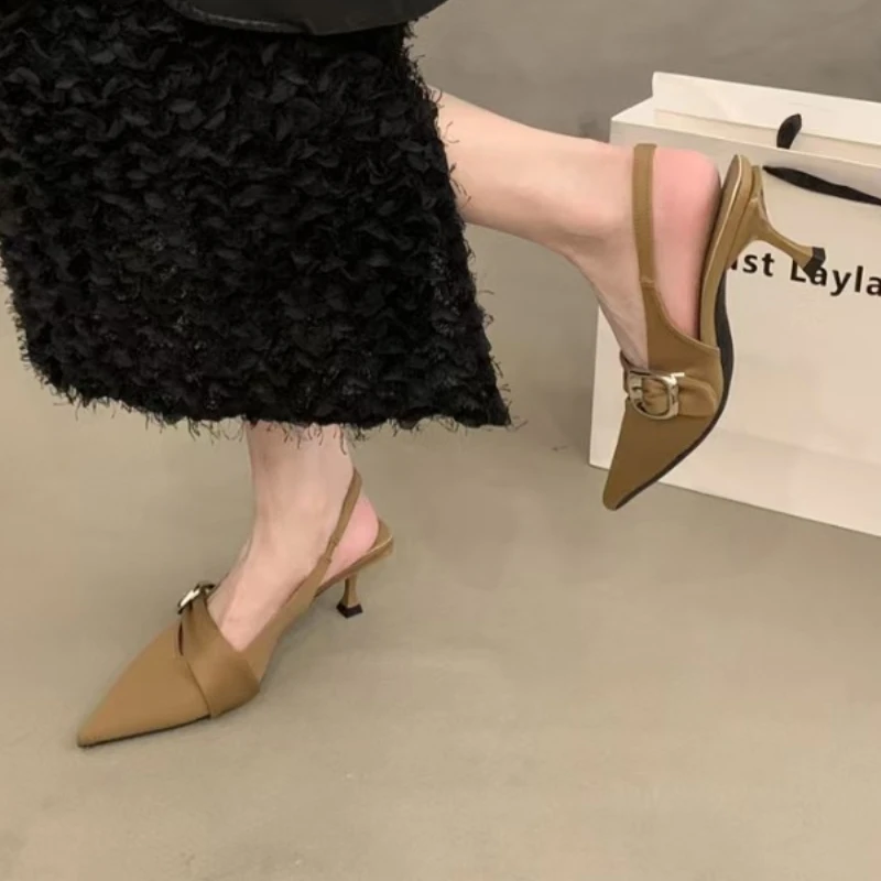 مدبب صنادل عالية الكعب المرأة مشبك العلامة التجاري...