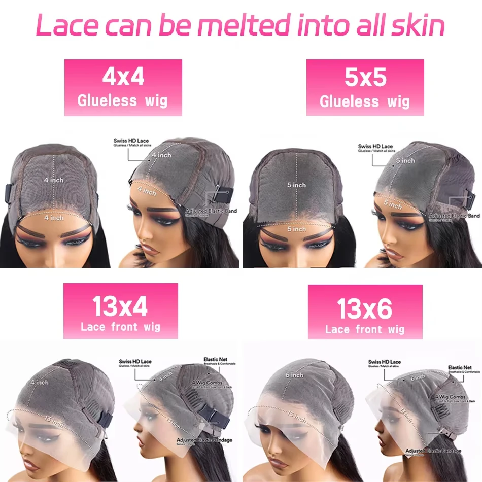 100% Human Hair Bone Straight 13x6 HD Lace Frontal Wigs 5x5 Glueless 30 40 Inch 13x4 Lace Front Wig Black Closure Brazilian Wear