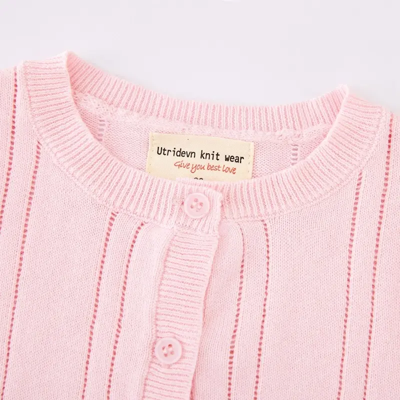 0-4 Years Striped White Cotton Girl Cardigan Pink Single Breasted Jacket School Coat 1 2 3 4 Years Old Kids Clothes OKC225452