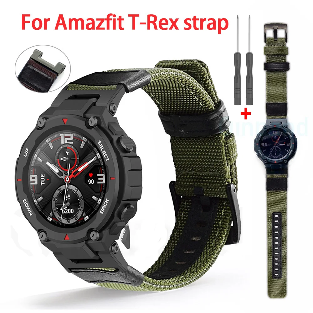 

Холщовый ремешок для смарт-часов Huami Amazfit T-Rex 2, спортивный браслет для Xiaomi Amazfit T-Rex 2 Rex T Rex Pro