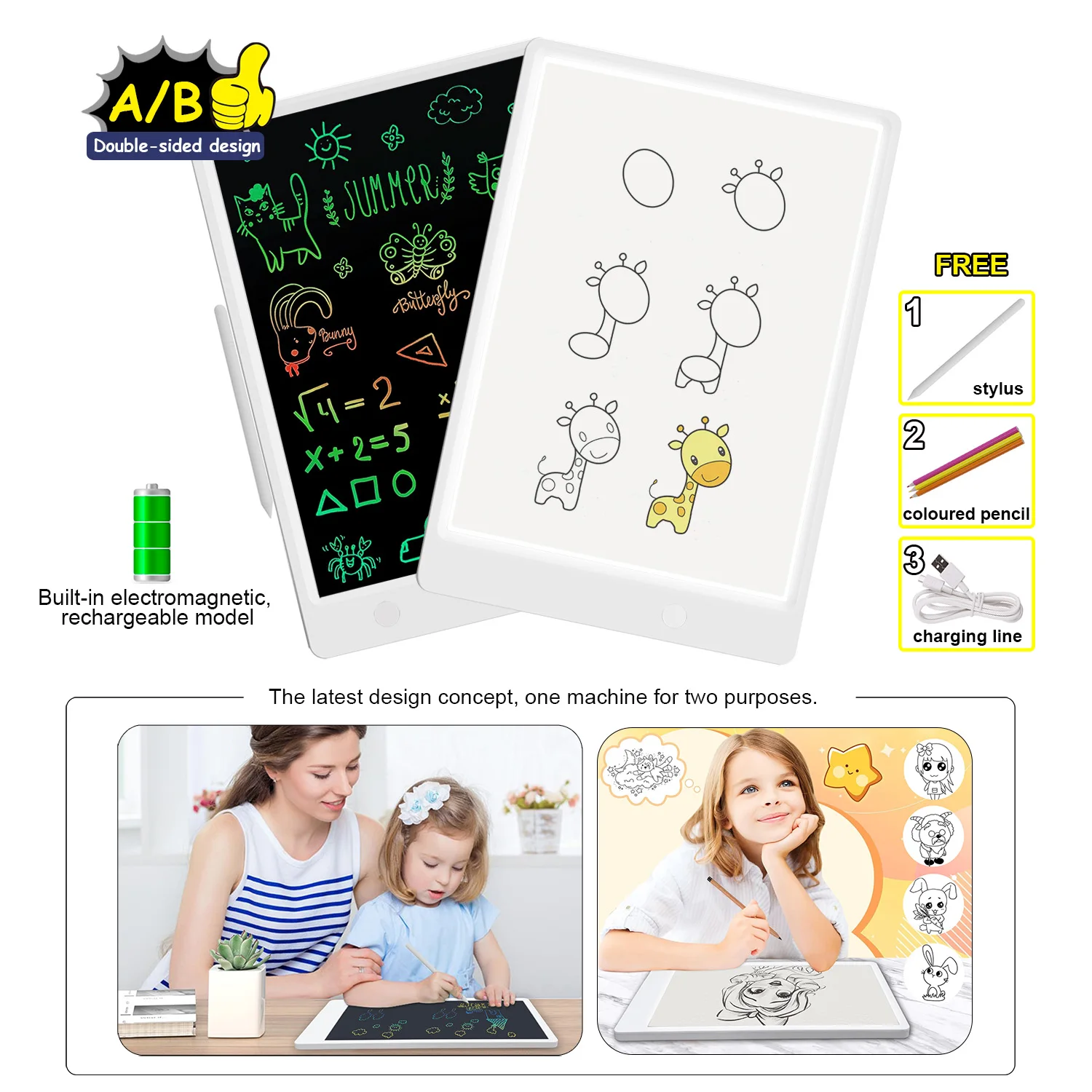 

A4 LCD Written Tablet LED Copy Board, Charging Writing Tablet Copy Board 2 in 1 Light Pad for Memo, Diamond Painting, Tattoo