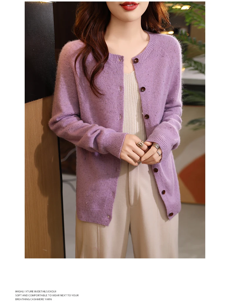 100 % Wolle Strickjacke Frauen Pullover Runde-kragen Gestrickte Fit Mode Einreiher Mantel 2024 Winter Neue Tops – Detail 18