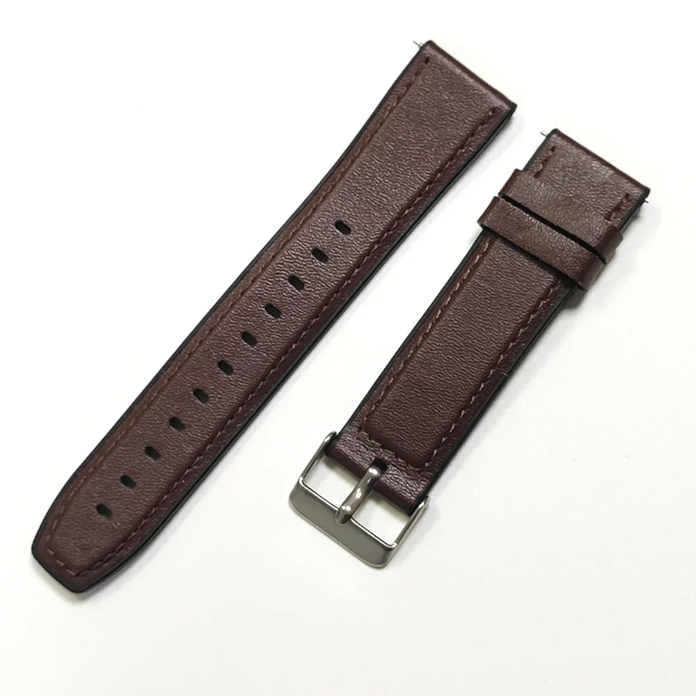 Elegant Dual-Texture Leather and Silicone Watch Strap - 22mm