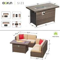5PCS Patio Furniture Set with 40"Electron Ignition Fire Pit Table Outdoor Sectional Sofa Set forChildren outdoor patio furniture 2
