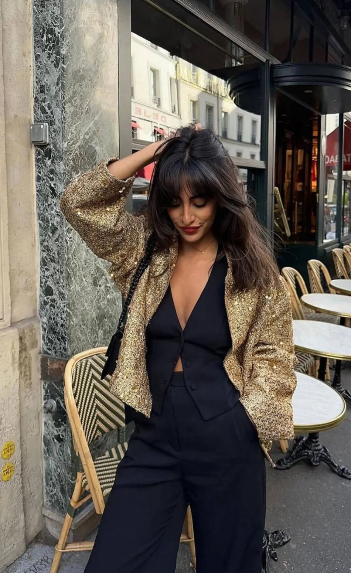 Sefc9067fafd74ae6a00913f47109512f9 Women's Sequined Bomber Jacket Fall New Round Neck Long Sleeve Pocket Stretch Hem Sequins Jacket Coat Female Chic Outerwear Mallzona