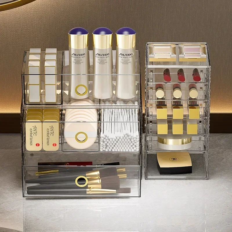 

Mirror Drawer Storage Box Cosmetics Storage Box Light Luxury Dustproof Box Large Capacity Drawer Dressing Table Powder