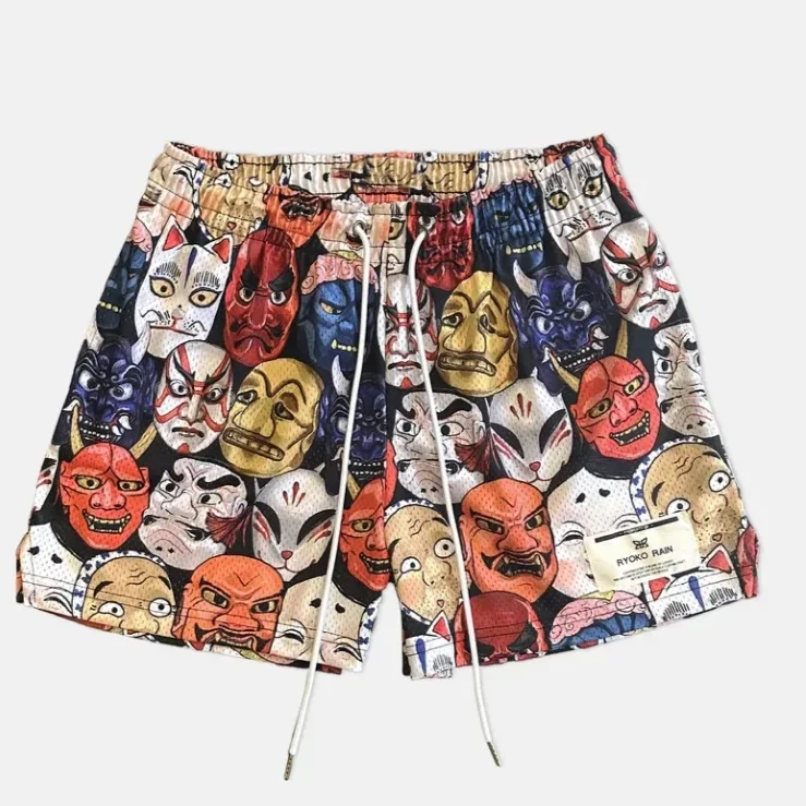 American Style Basketball Shorts Men's Fitness Muscle Sports Five-Quarter Length Breathable Mesh Beach Pants Casual Shorts