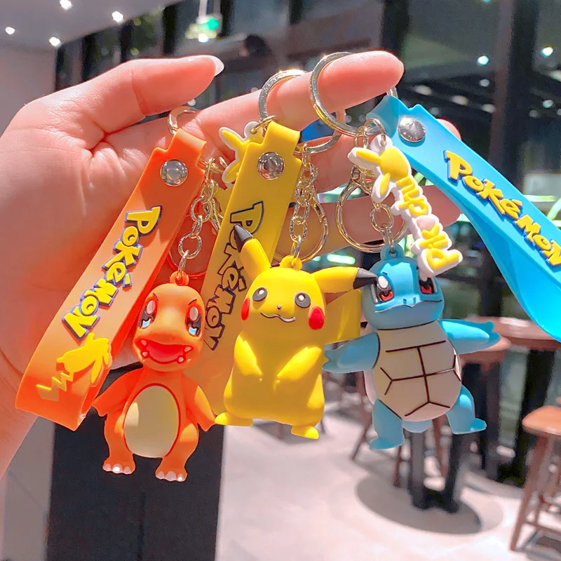 

Anime Figures Pokemon Keychain Pikachu Cartoon Key Chain Charmander Psyduck Fashion Bag Keyring Pendant Accessories Toy Kid Gift