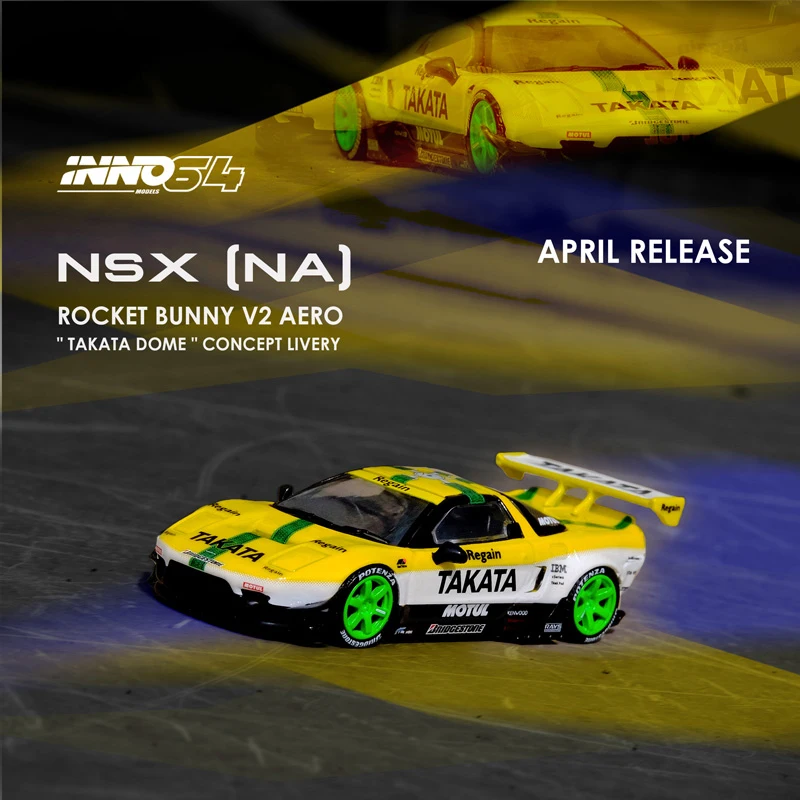 

INNO 1:64 NSX NA ROCKET BUNNY V2 AERO TAKATADOME CONCEPT LIVERY Alloy Diorama Car Model Collection Miniature Carros Toys