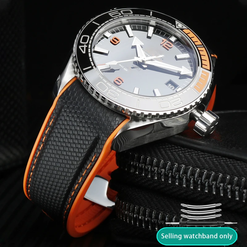 Cinturino Per Orologio In Silicone Impermeabile Per Omega Seamaster 600 Quarter Orange Sports Cinturino In Gomma 21Mm 22Mm Cintura Morbida Per Uomo