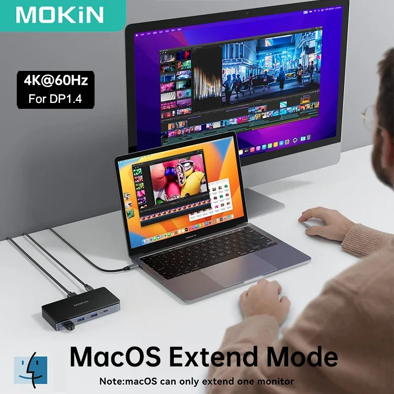 MOKiN 8 in 1 USB C Dock 4K 60Hz HDMI Monitor Display Port