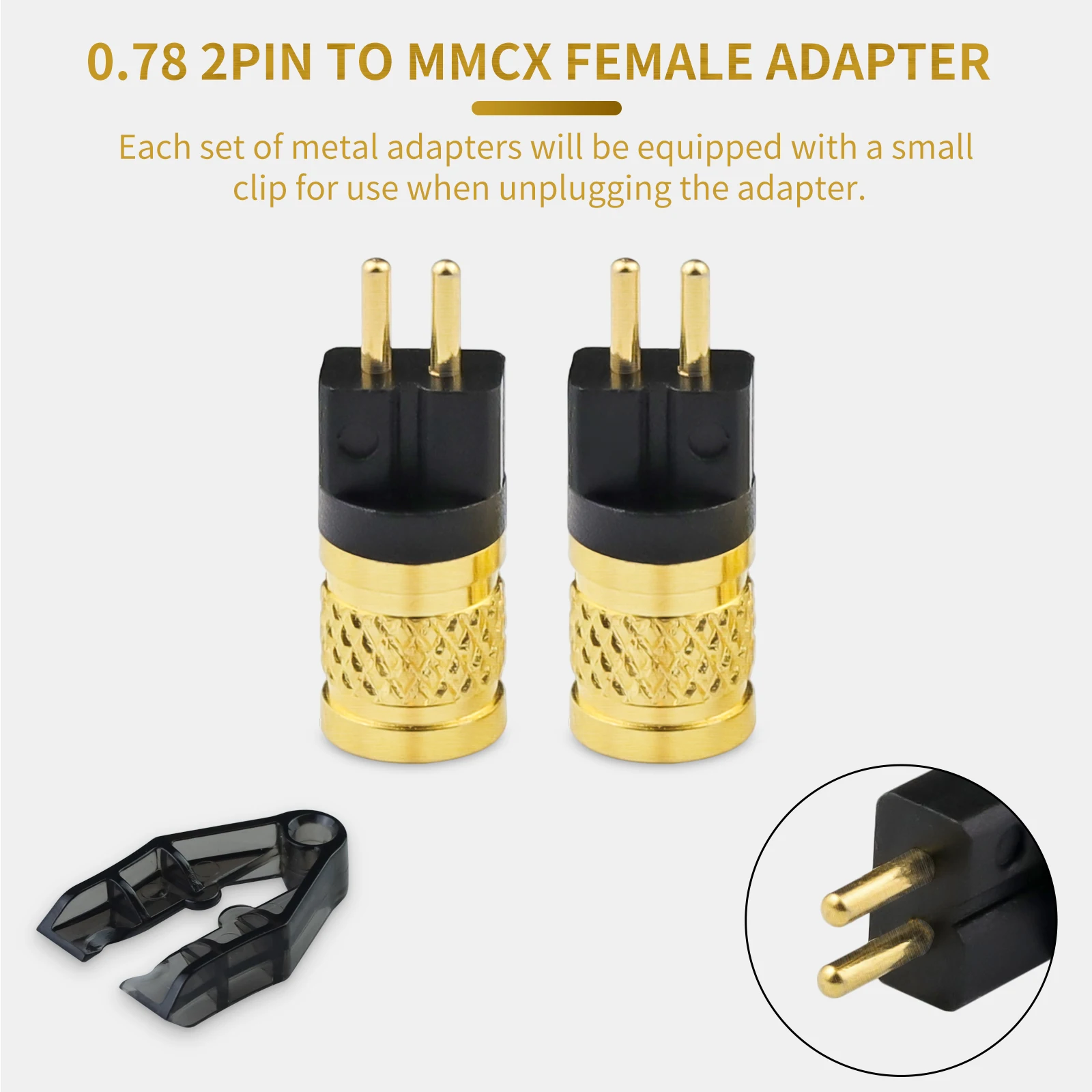 OKCSC Earphone Connecter 0.78MM 2 PIN Male to MMCX Female Adapter