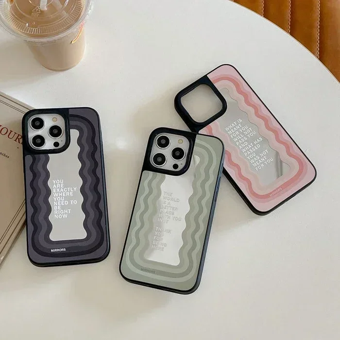 

Mirror Surface Wave Phone Case Cover for IPhone 11 12 13 14 15 Pro Max Case for IPhone 15 Pro Max